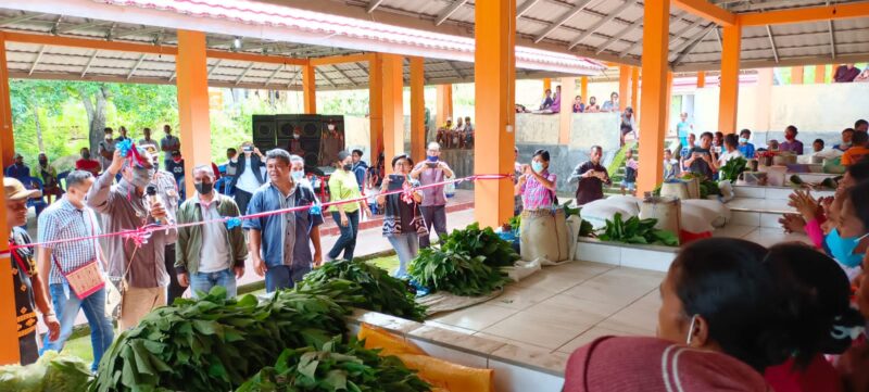 Bupati Nagekeo, Johanes Don Bosco Do sedang menggunting Pita pada saat meresmikan Pasar Raja Selatan (Foto: Fardin Bay/Savanaparadise.com)