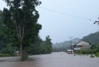 Kondisi rumah warga dan badan jalan di Desa Umbu Langgang, Kecamatan Umbu Ratu Nggay Barat yang direndam Banjir  (Foto: Umbu Sorung/Savanaparadise.com)