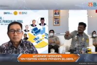 JAKARTA -- Menteri Pertanian Syahrul Yasin Limpo dan Direktur Hubungan Kelembagaan BNI Sis Apik Wijayanto Webinar Nasional: Antisipasi Krisis Pangan Global BNI Corpu, Kamis (21/7/2022).

BNI berkomitmen memberikan perhatian khusus pada ketahanan pangan dengan terus mendorong fasilitas pembiayaan yang berkelanjutan terutama di sektor pertanian.Foto Dok BNI
