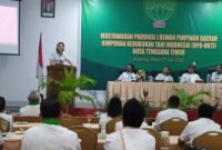 Ketua DPD HKTI NTT terpilih, Juliet Sutrisno Laiskodat saat pidato perdananya dalam kegiatan musyawara provinsi I (Foto: Dule Dubu/Savanaparadise.com)