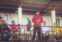 Wakil Gubernur NTT, Yosef Nae Soi saat memberikan sambutan pada liga pelajar Soeratin Cup U-17 tahun 2022 di Ende (Foto: Chen Rasi/Savanaparadise.com)