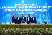 
Bank Mandiri Catat Pertumbuhan Positif di Kuartal II 2023

(Kiri-kanan) - Direktur Teknologi Informasi Bank Mandiri Timothy Utama, Direktur Manajemen Risiko Ahmad Siddik Badruddin, Direktur Utama Darmawan Junaidi, Wakil Direktur Utama Alexandra Askandar, serta Direktur Keuangan dan Strategi Sigit Prastowo sedang berbincang sebelum. Penyampaian Paparan Publik Kinerja Bank Mandiri Triwulan II 2023 di Jakarta, Senin (31/7).