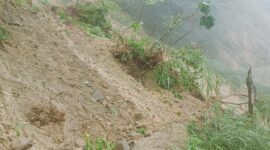 Material Longsor Tutup Badan Jalan Menuju Kampung Detupau, Desa Likanaka, Kecamatan Wolowaru, Kabupaten Ende (Foto: Warga Desa Likanaka)