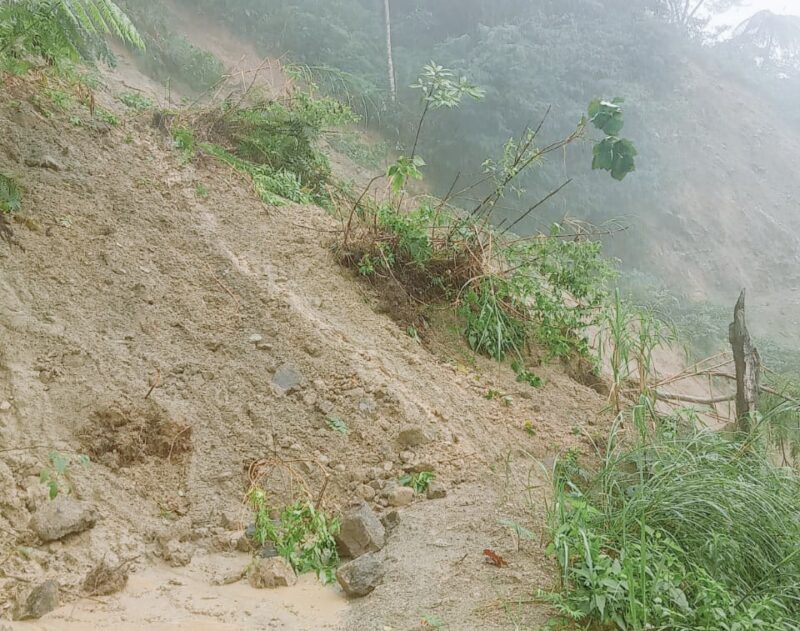Material Longsor Tutup Badan Jalan Menuju Kampung Detupau, Desa Likanaka, Kecamatan Wolowaru, Kabupaten Ende (Foto: Warga Desa Likanaka)