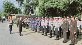 Upacara Apel Dalam Rangka HUT Bhayangkara ke-79 di Lapangan Apel Polres Ende (Foto: CR/SP)