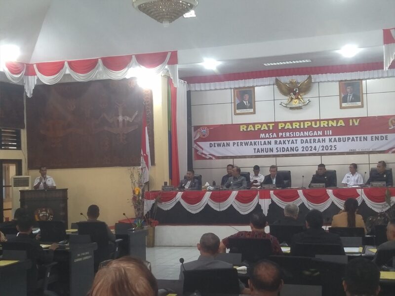 Kadis Dukcapil, Lambertus Sigasare menjelaskan terkait hambatan dalam pengurusan KTP El pada Rapat Paripurna DPRD Ende (Foto: Chen Rasi/Savanaparadise.com)