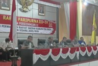 Rapat Paripurna DPRD Ende dengan agenda penyampaian laporan hasil pembahasan dan rekomendasi DPRD Ende atas laporan pertanggung jawaban LKPJ Bupati Ende tahun anggaran 2025 (Foto; Mateus Bheri/SP)