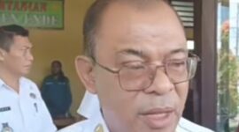 Bupati Ende, Yosef Benediktus Badeoda memberikan keterang pers usai kegiatan penyerahan secara simbolis bibit Kelapa Genjah Entok (Foto: Mateus Bheri/SP)