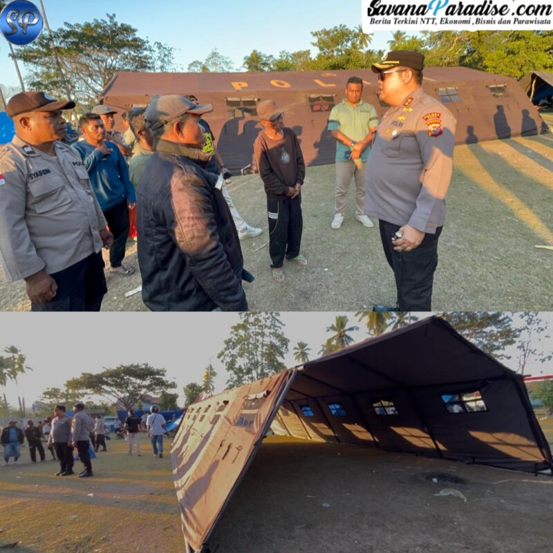 Kapolres Ende meninjau Langsung korban bencana gempa di Maukaro Ende (Foto: Mateus Bheri/SP)