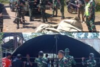 Pemerintah Kecamatan Lepkes, Aparat Desa Nggumbelaka, TNI dan Polri serta masyarakat dirikan tenda darurat (Foto: Mateus Bheri/SP)