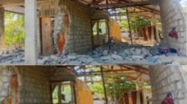 Salah satu rumah warga di Desa Mukusaki, Kabupeten Ende Rusak Berat Akibat Gempa Bumi (Foto: Mateus Bheri/SP)